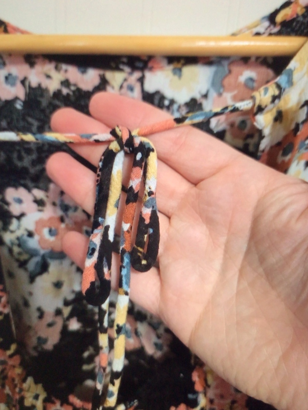 Maurices Black Floral Ruffle-Sleeve Blouse with Pink and Cream Flowers - Picture 5 of 8